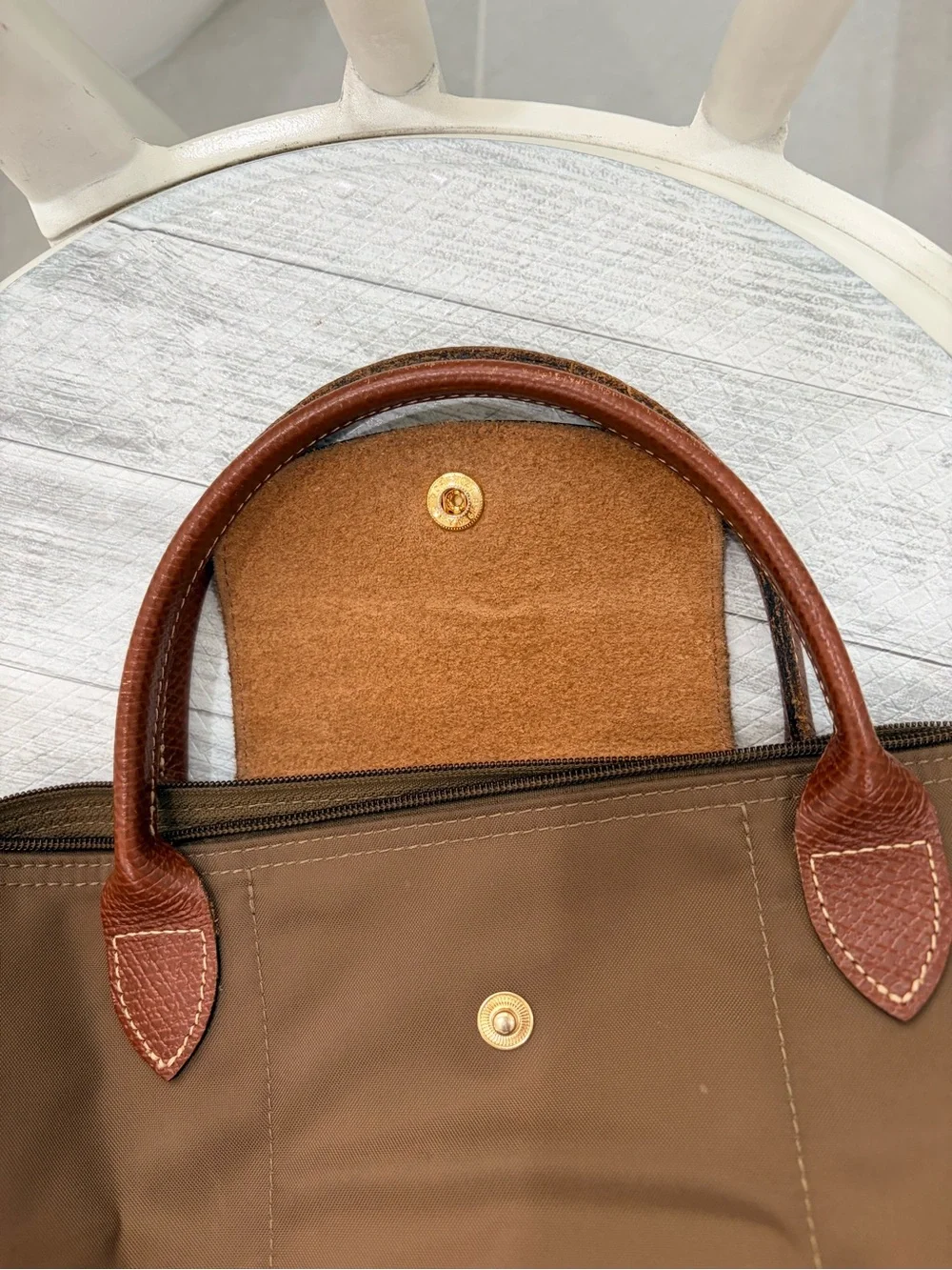 Longchamp Classic Brown Women's Small Tote Bag with Leather - Picture 3 of 12